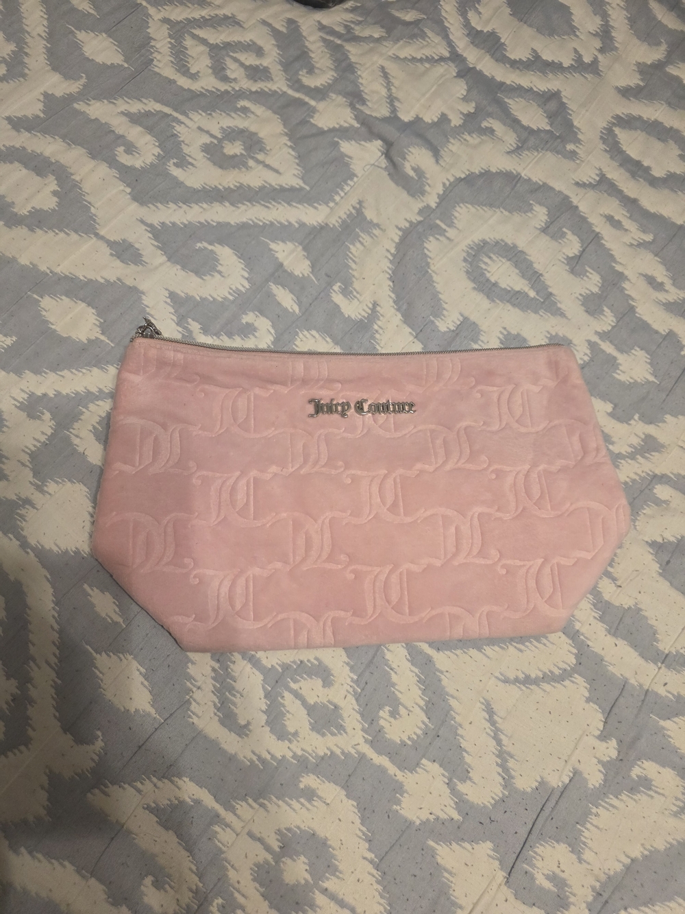 Juicy Couture Light Pink Quilted Logo Cosmetic Bag